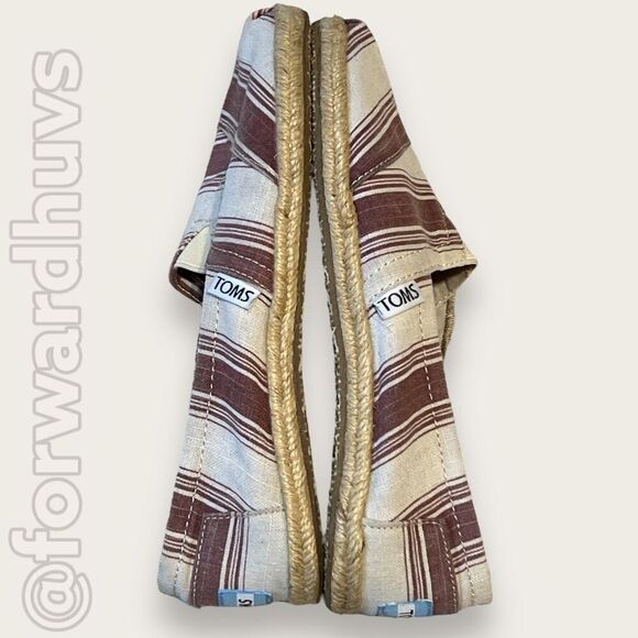 TOMS Wine & Off White Slip On Flats Women’s Size 5 - Picture 6 of 9